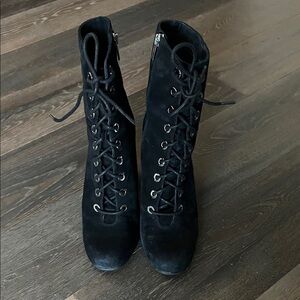 Vince Camuto Black Lace-Up Boots